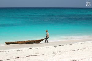 Beach, ocean and boat on Zanzibar